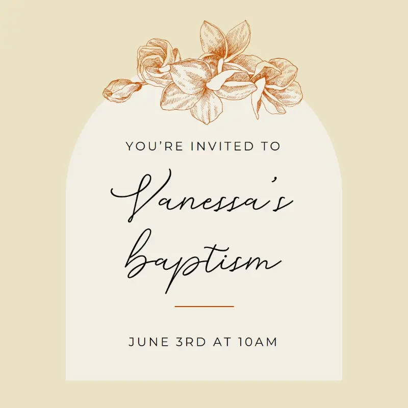 Baptism invite yellow vintage-botanical