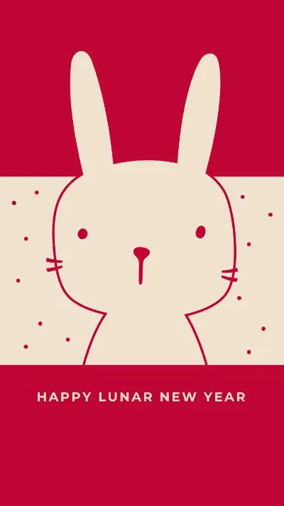 Lucky rabbit red whimsical-line