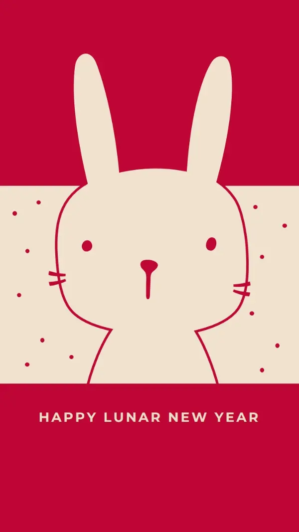 Lucky rabbit red whimsical-line