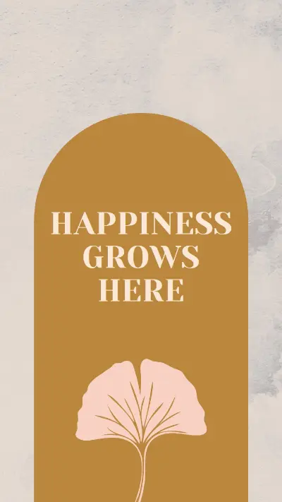 Happiness grows here gray organic-boho