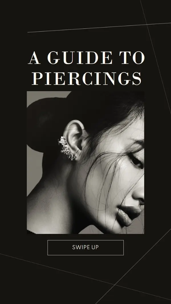 Ear piercing black modern-simple