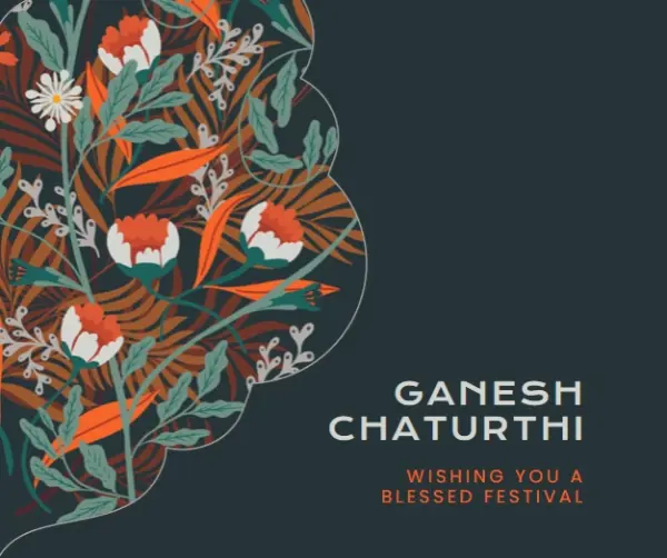 Happy Ganesh Chaturthi gray organic-simple