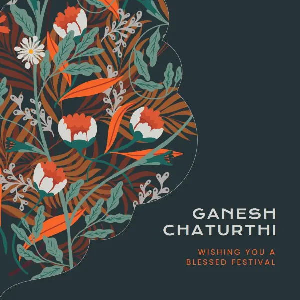 Happy Ganesh Chaturthi gray organic-simple