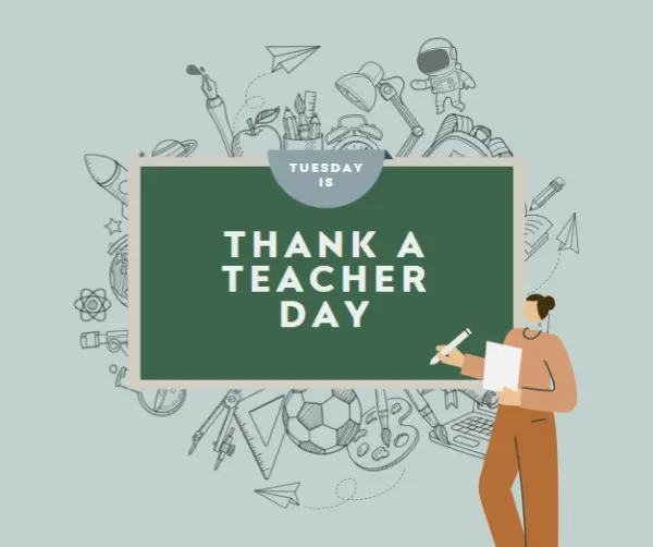 Thankful for teachers green modern-color-block