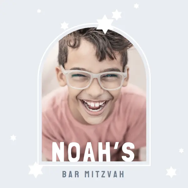 Bar mitzvah blessings blue modern-simple