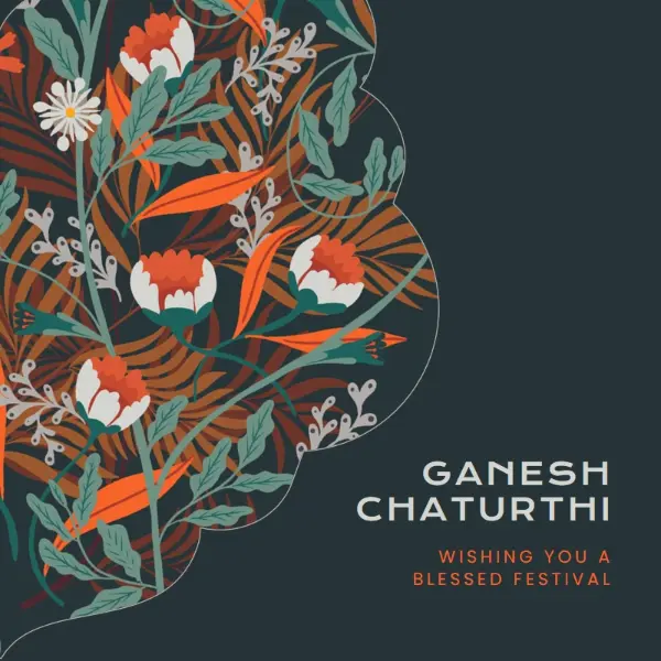 Happy Ganesh Chaturthi gray organic-simple