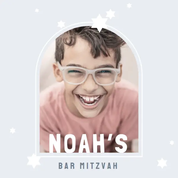 Bar mitzvah blessings blue modern-simple