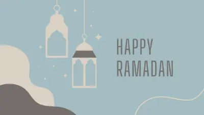 Ramadan greetings blue organic-boho