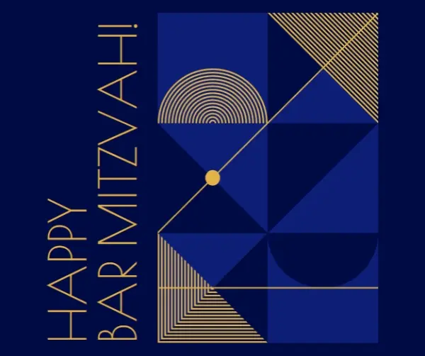 Happy bar mitzvah blue modern-geometric-&-linear