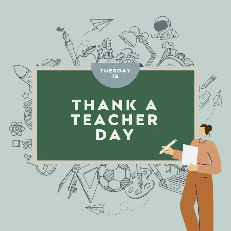 Thankful for teachers green modern-color-block