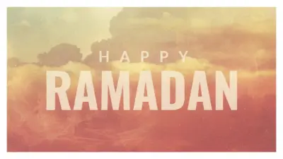 Happy Ramadan greetings orange vintage-retro