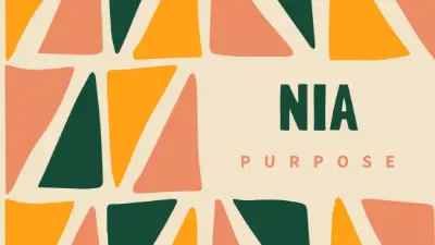 The Kwanzaa principle of Nia orange whimsical-color-block