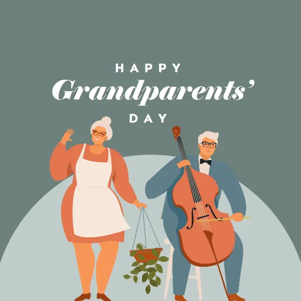 Happy Grandparents Day green modern-color-block