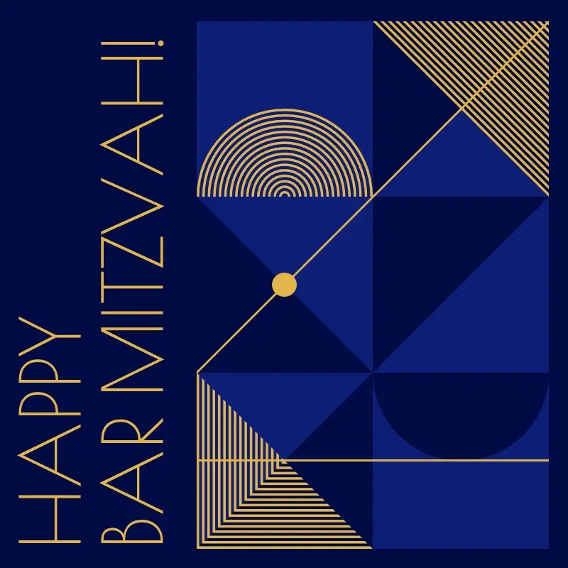 Happy bar mitzvah blue modern-geometric-&-linear