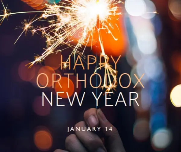 Happy Orthodox New Year black modern-simple