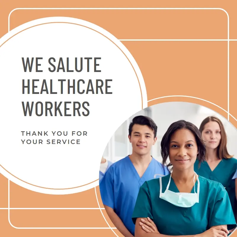 Thank you to healthcare workers orange modern-geometric-&-linear