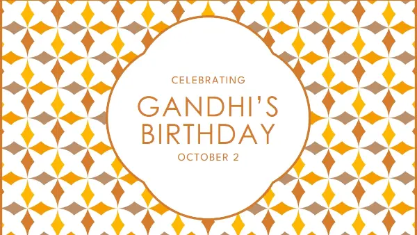 Honoring Gandhi on his birthday orange modern-simple