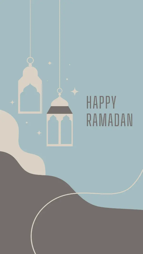 Ramadan greetings blue organic-boho