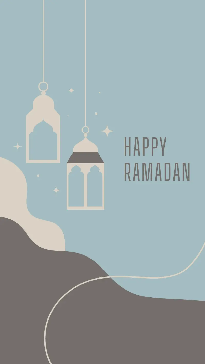 Ramadan greetings blue organic-boho