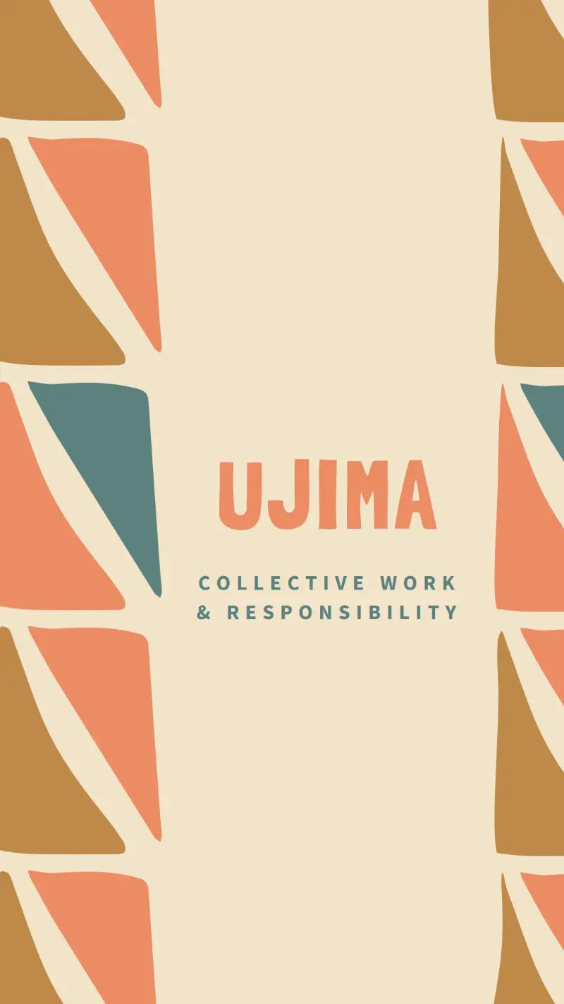 The Kwanzaa principle of Ujima orange whimsical-color-block