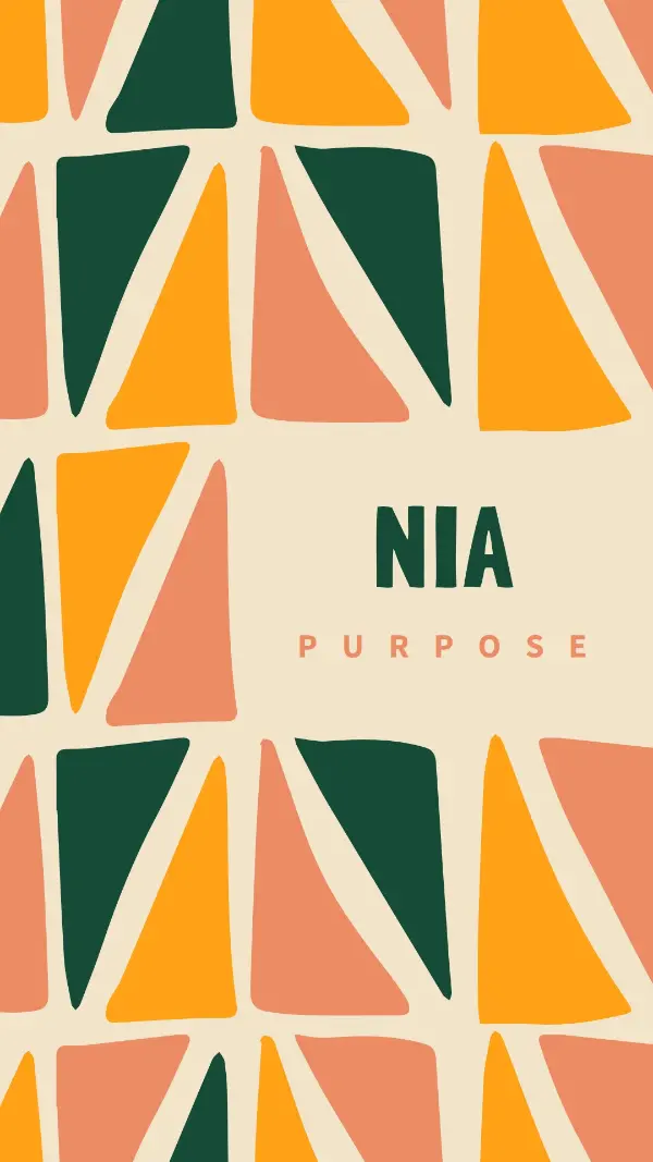 The Kwanzaa principle of Nia orange whimsical-color-block