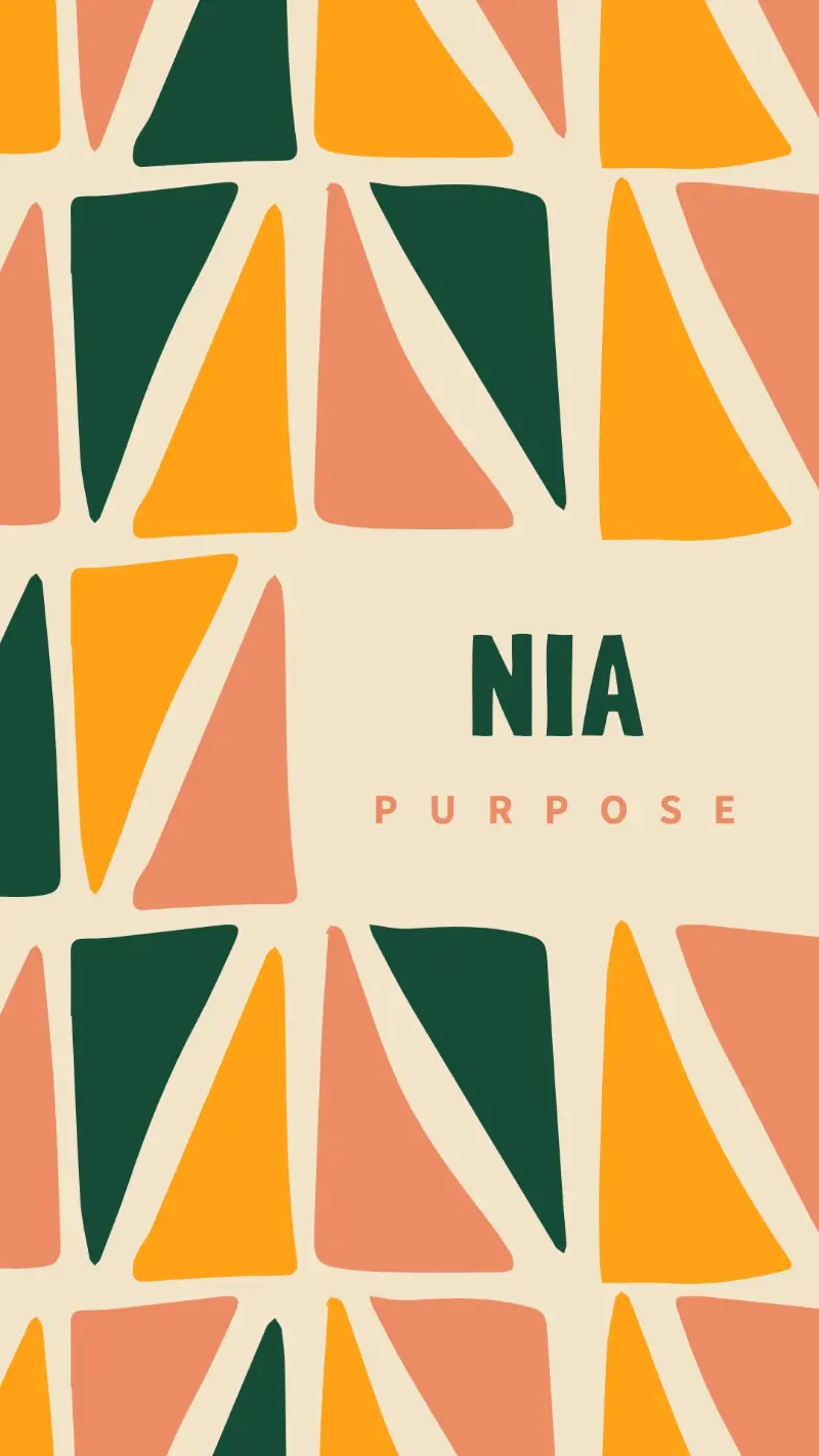 The Kwanzaa principle of Nia orange whimsical-color-block