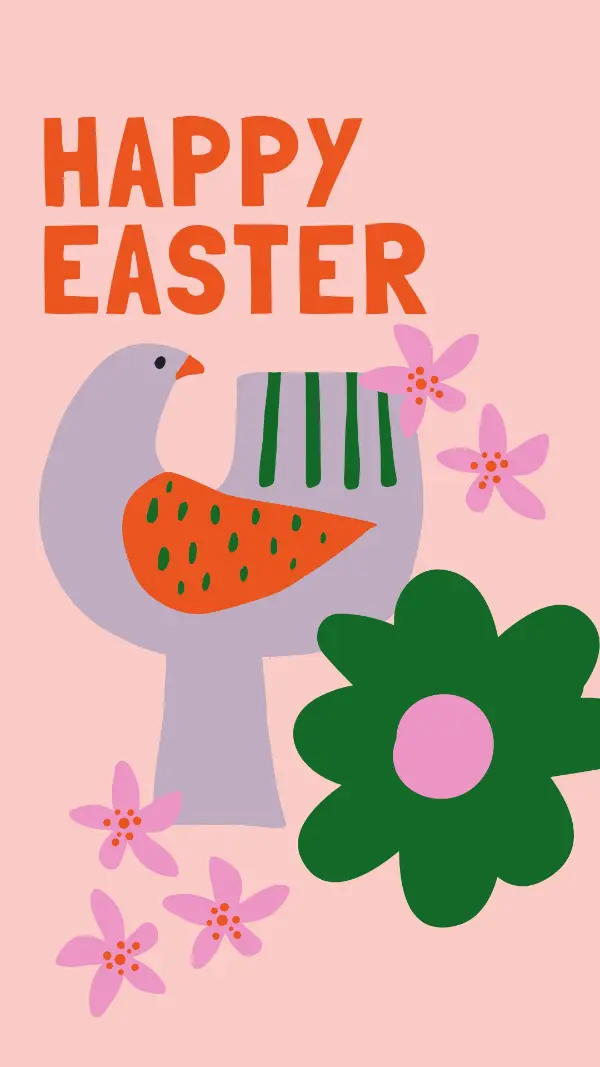 Happy Easter pink whimsical-color-block