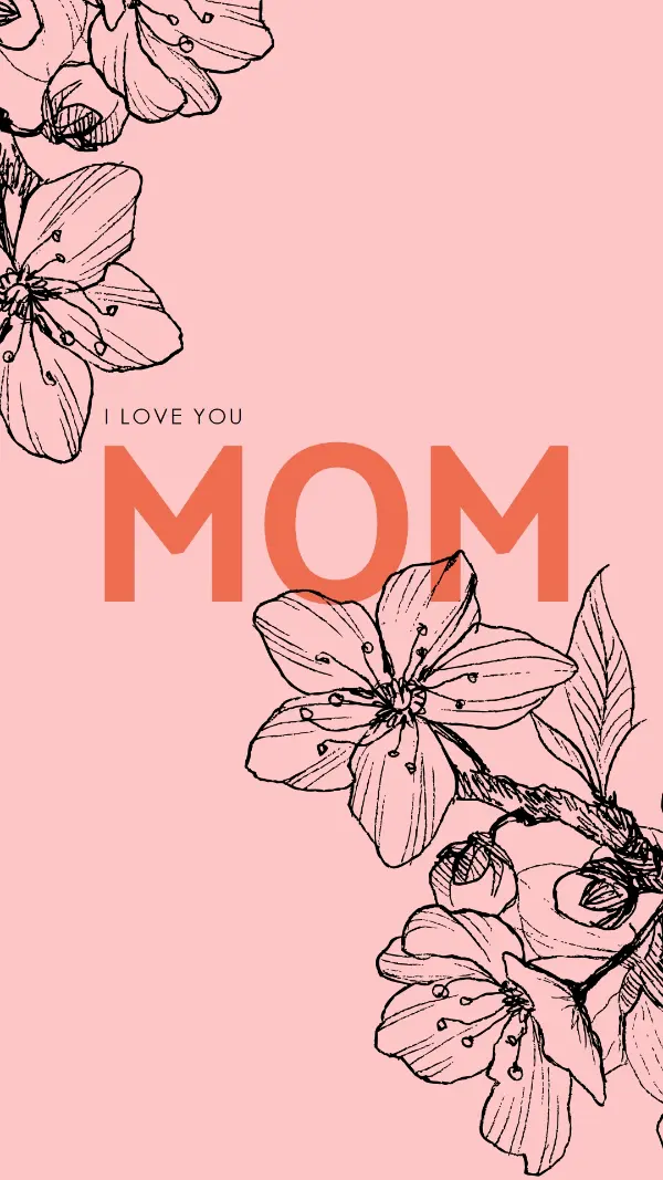 I love you Mom pink vintage-botanical