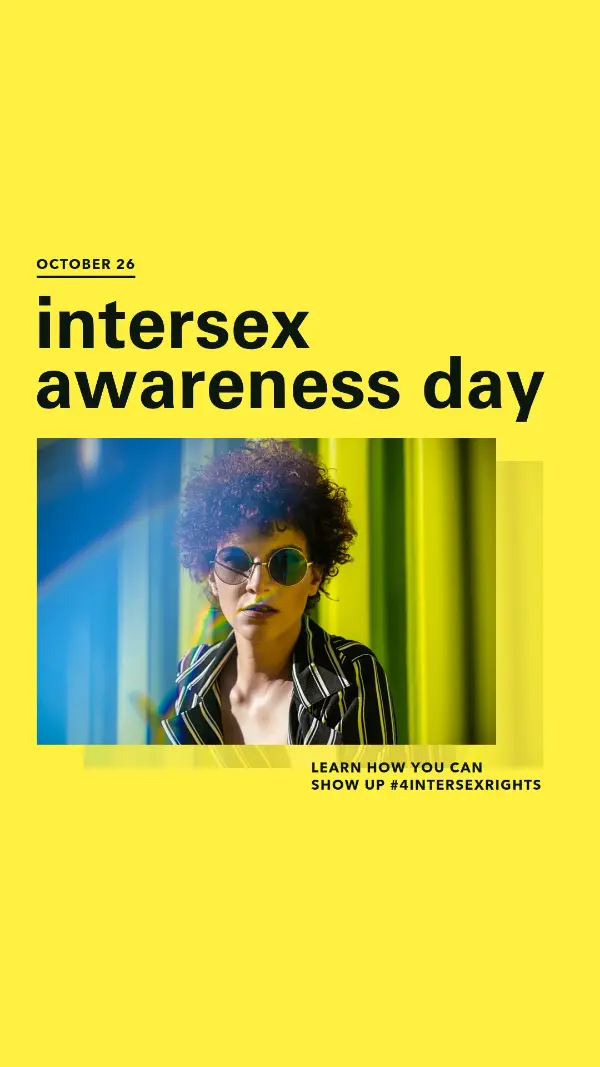 Show up for Intersex Rights yellow modern-bold