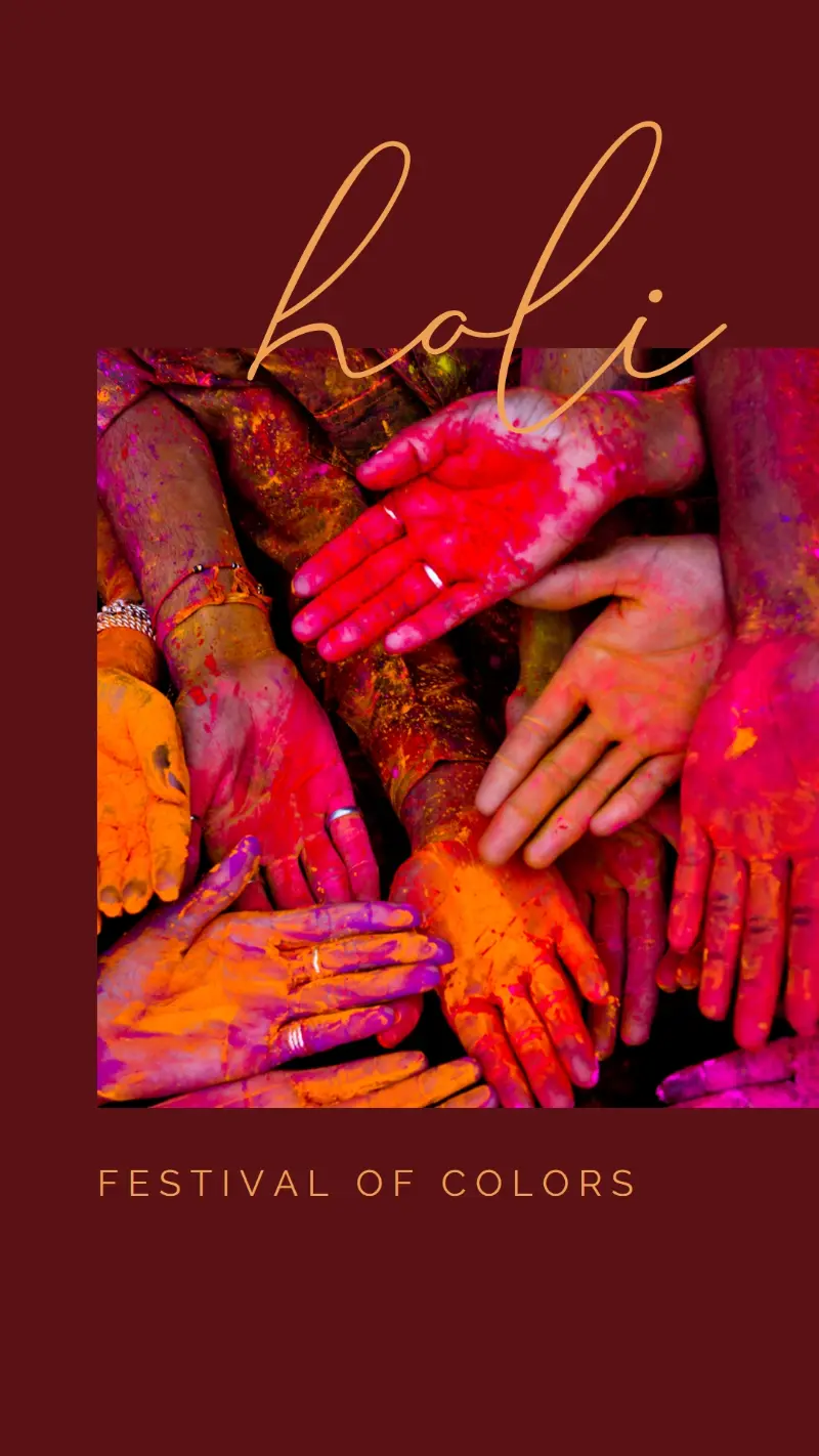 Happy Holi hands red modern-simple