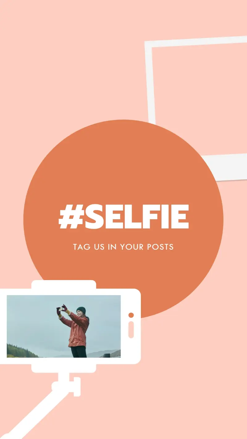 Selfie schtick orange modern-color-block