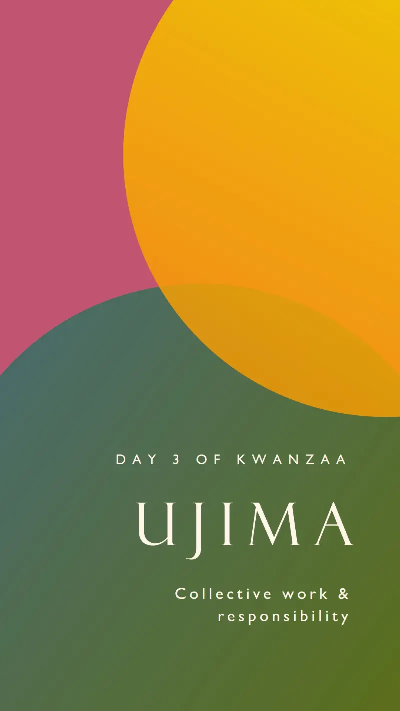 Day 3 of Kwanzaa green modern-bold