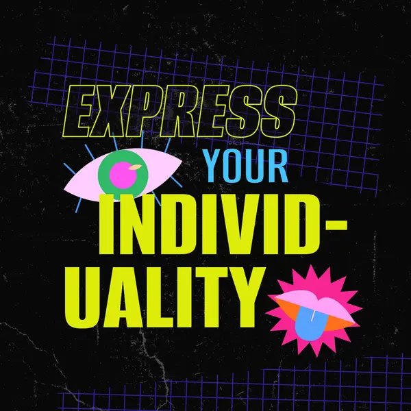 Express your individuality Yellow maximalist, bright, typography, bold, neon, graphic