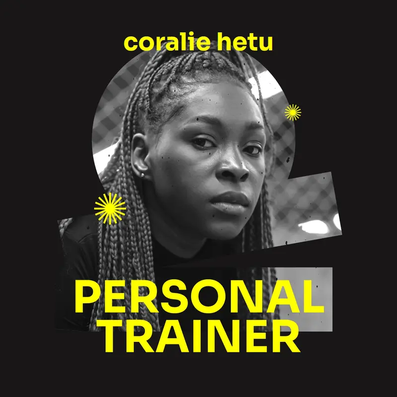 Meet our personal trainer Black bold, contrasted, cutout, photo, modern, duotone