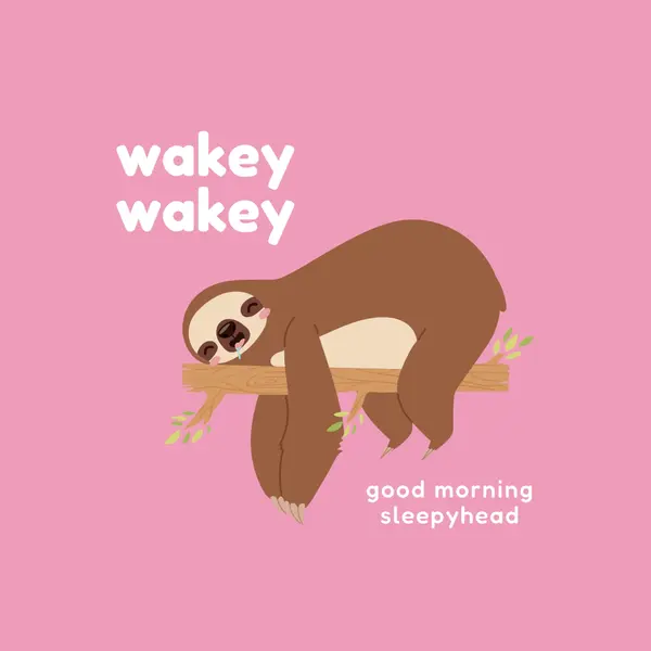 Wakey wakey Pink simple, cute, cartoon, playful, happy, friendly