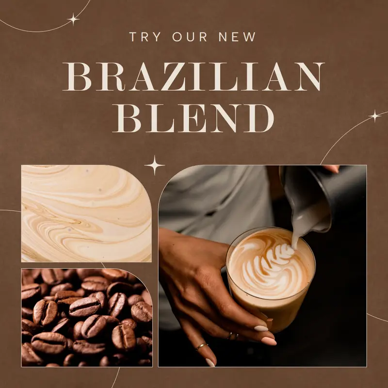 Try our new Brazilian blend Brown modern, clean, circles, dark, geometric, simple