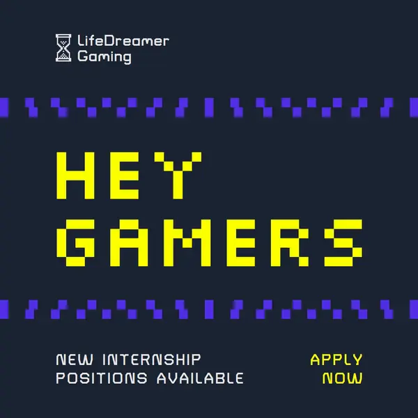 Gamer internships available Black modern, tech, pixel, computer, typographic, bold