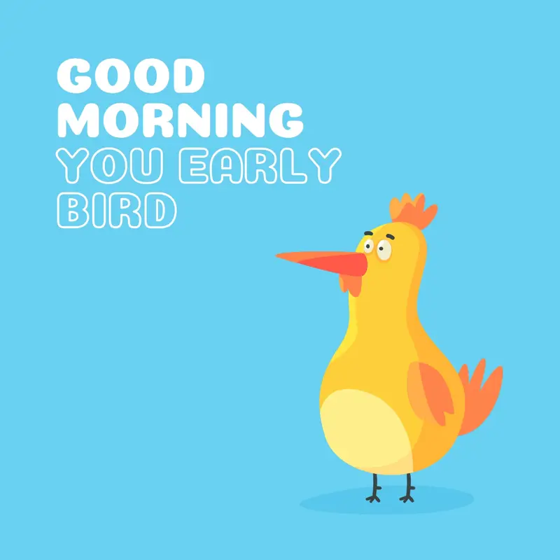 Early bird Blue bright, humorous, illustration, modern, funny, playful