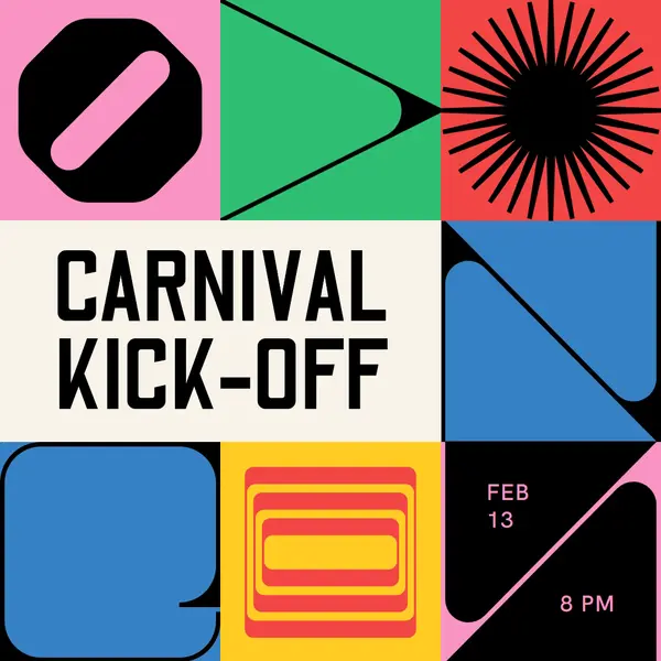Carnival kick-off party Black maximalist, geometric, graphics, mosaic, bold, shapes