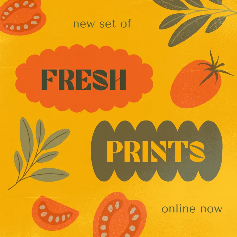 Online fresh prints Yellow organic, retro, illustrations, bright, botanical, rustic