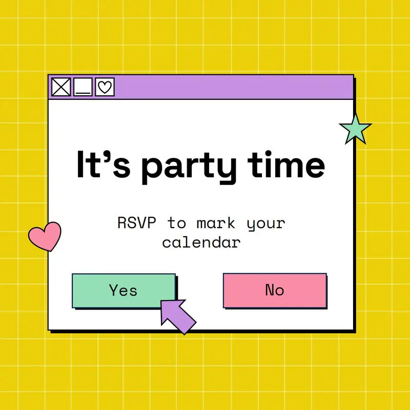 RSVP to mark your calendar Yellow Bold, Modern, Computer