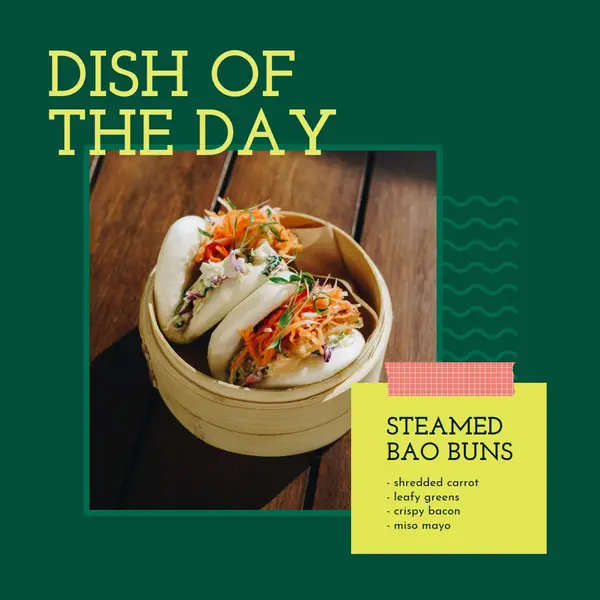 Try our dish of the day Green modern, bold, fun, geometric, graphic, label