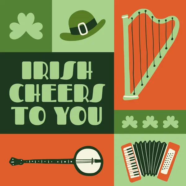 Irish cheers to you Green vibrant, playful, blocks, fun, graphic, whimsical