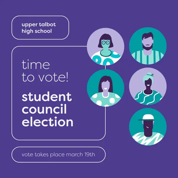 Vote in student elections Purple modern, clean, illustration, circles, frame, vibrant