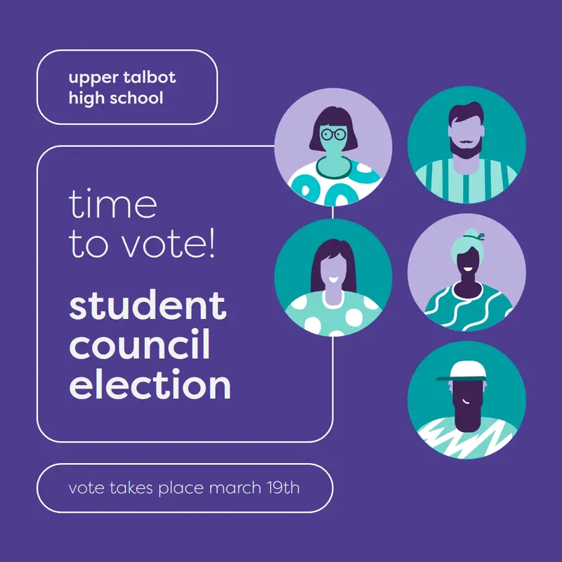 Vote in student elections Purple modern, clean, illustration, circles, frame, vibrant