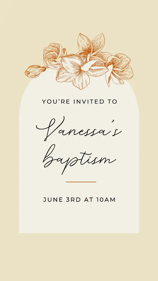 Baptism invite yellow vintage-botanical