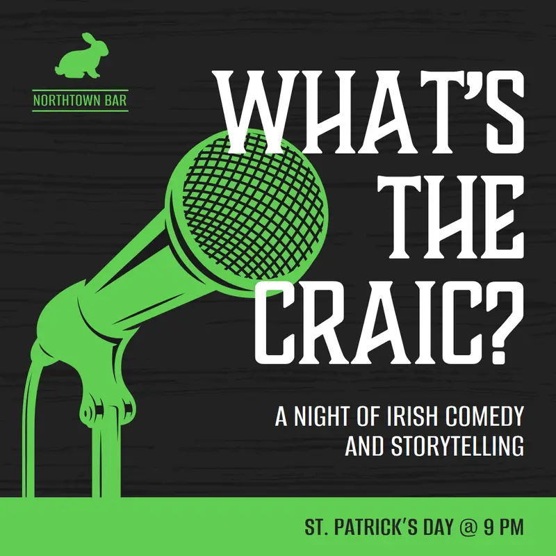 What's the craic? Green modern, edgy, neon, dark, bold, typographic