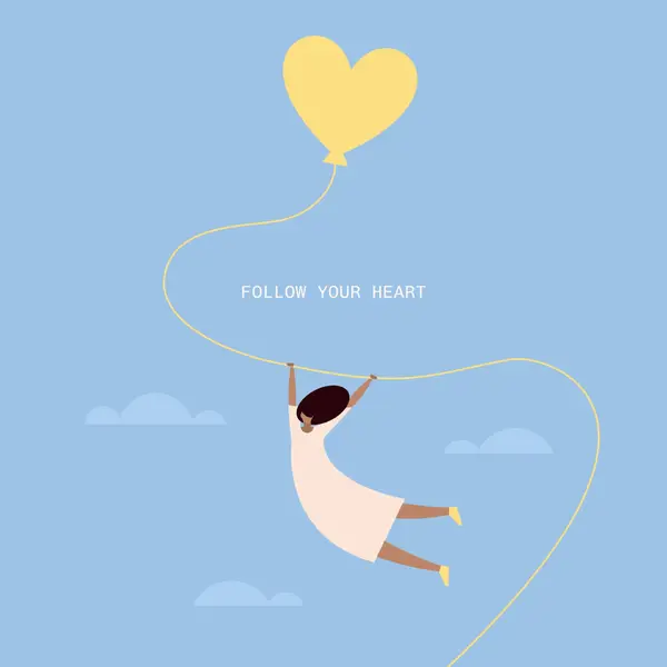 Follow your heart Blue cute, whimsical, balloon, rustic, playful, simple