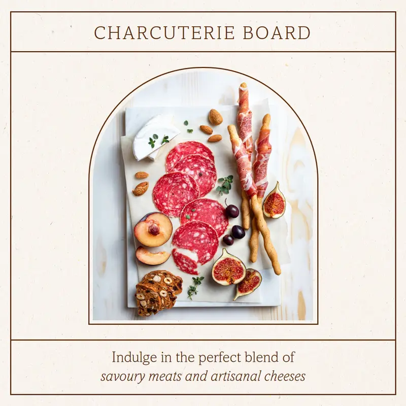 Charcuterie and cheese indulgence white minimal clean linear