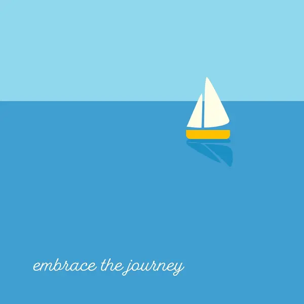Embrace the journey Blue minimal, whimsical, boat, playful, clean